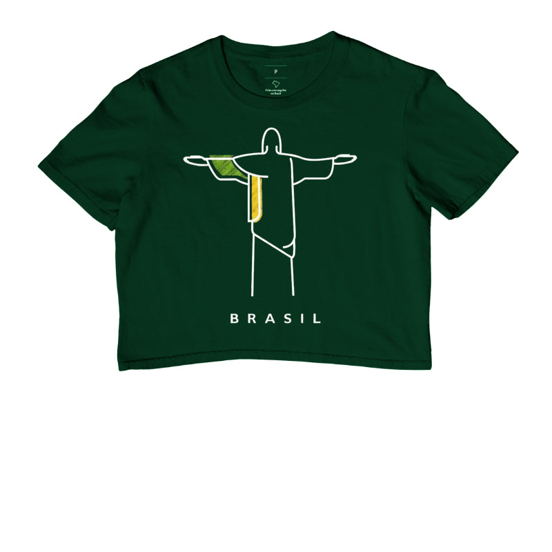 Camiseta Cropped Deus é Brasileiro