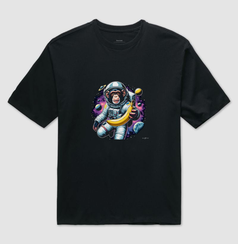 Camiseta oversized macaco espacial