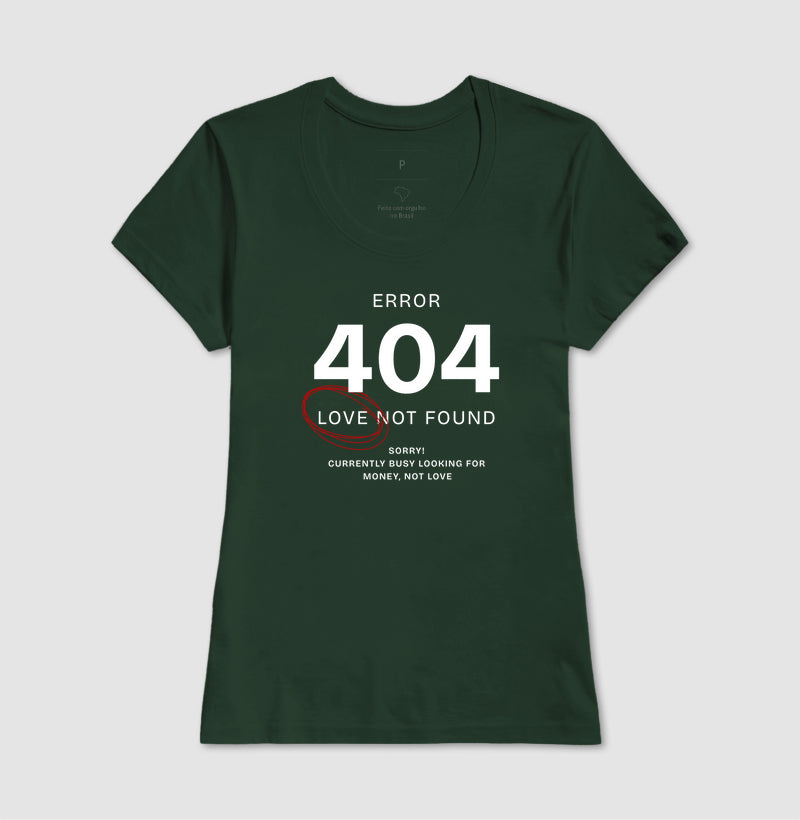 Camiseta tradicional Error 404 - Love not found