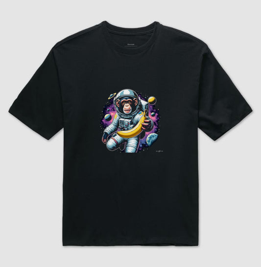 Camiseta oversized macaco espacial