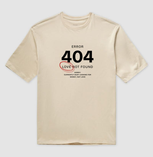 Camiseta oversized Error 404 - Love not found