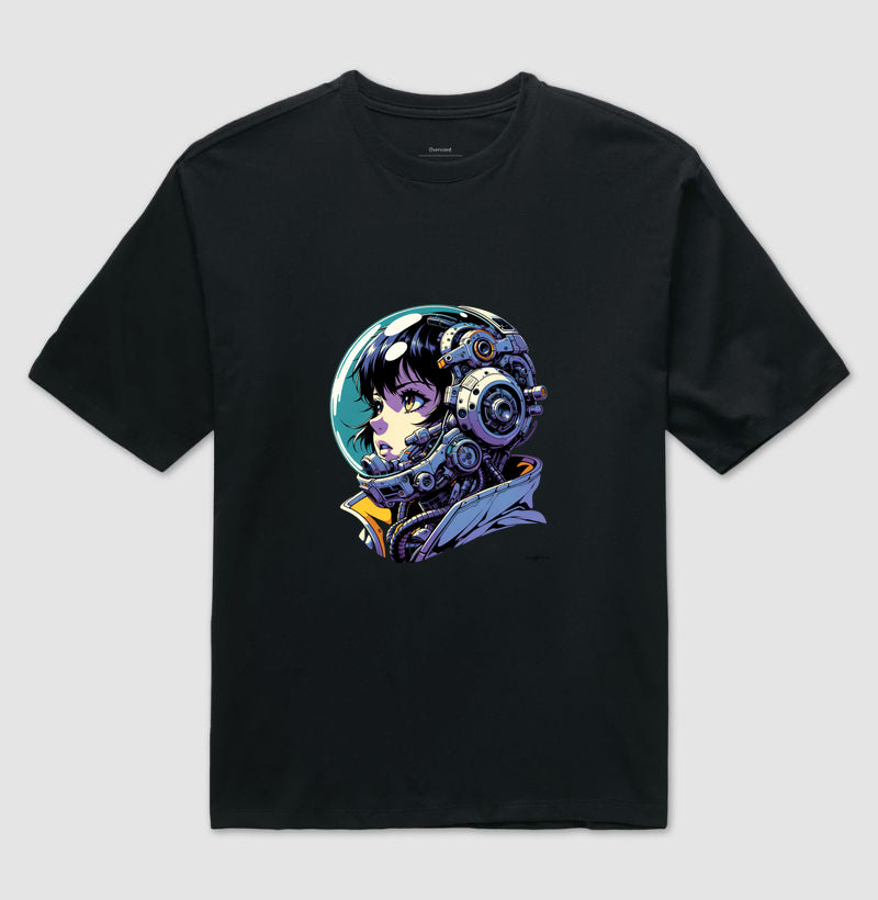 Camiseta oversized astronauta futurista
