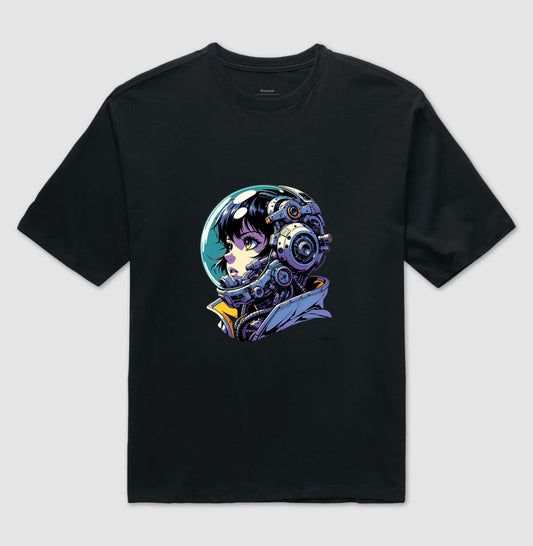 Camiseta oversized astronauta futurista