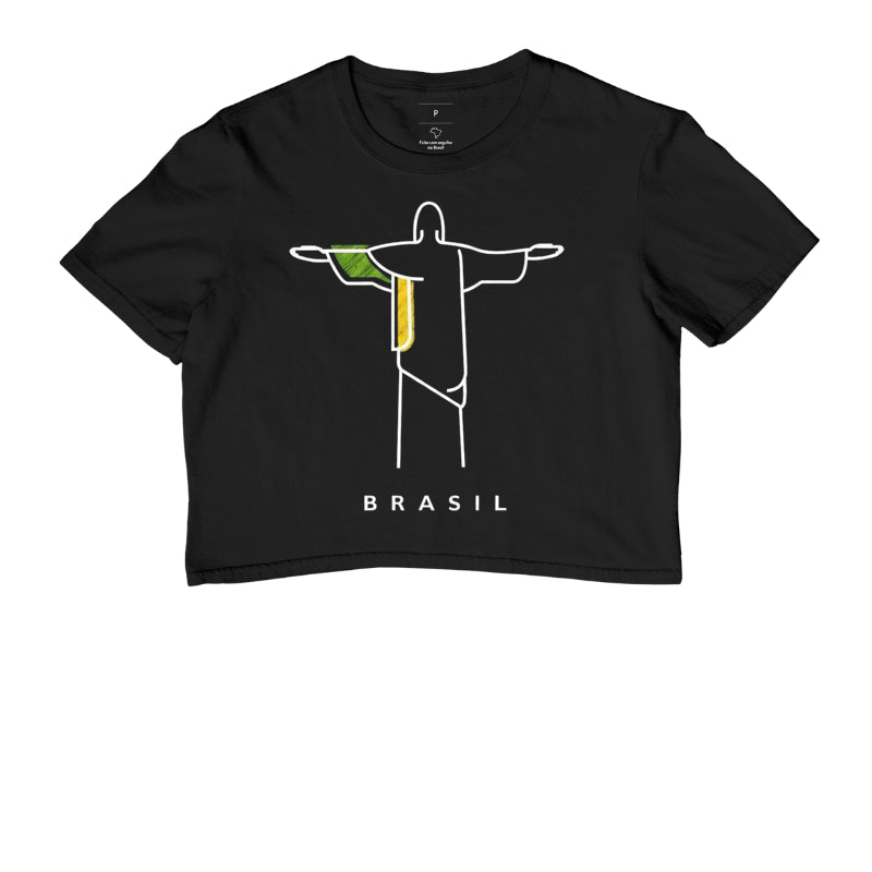 Camiseta Cropped Deus é Brasileiro