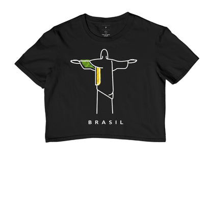 Camiseta Cropped Deus é Brasileiro