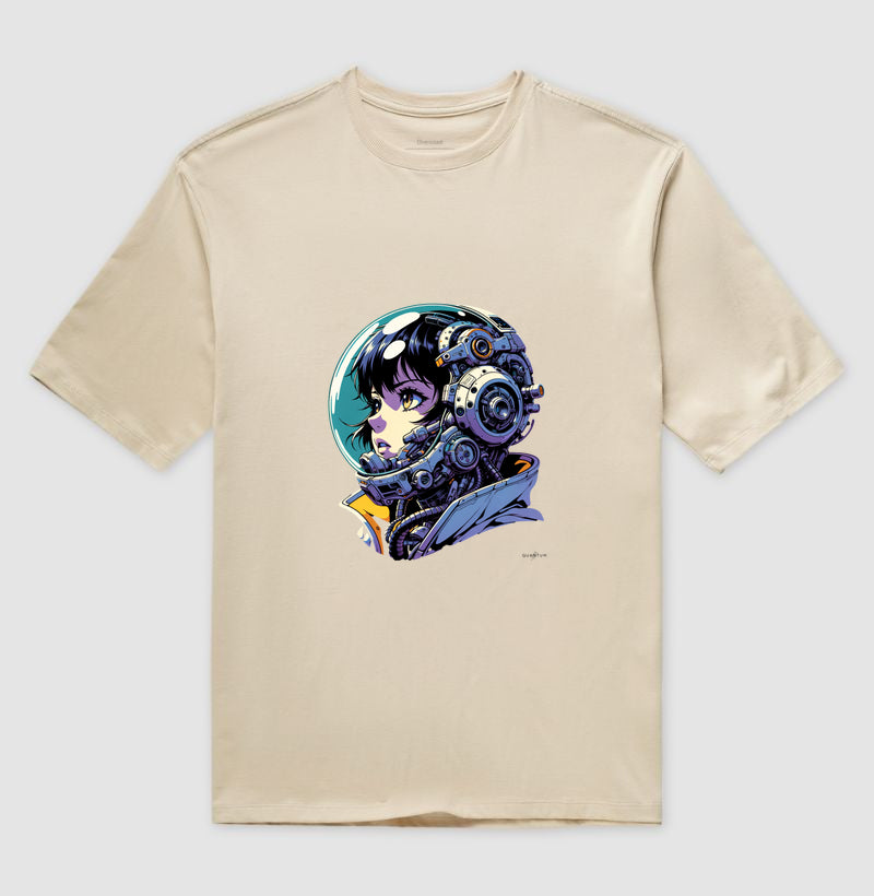 Camiseta oversized astronauta futurista
