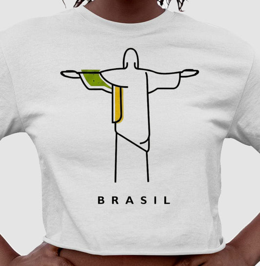 Camiseta Cropped Deus é Brasileiro