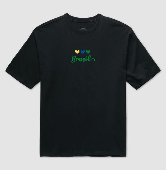 Camiseta Oversized Coração Brasileiro