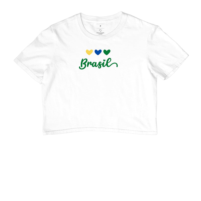 Camiseta Cropped Coração Brasileiro