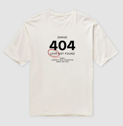 Camiseta oversized Error 404 - Love not found