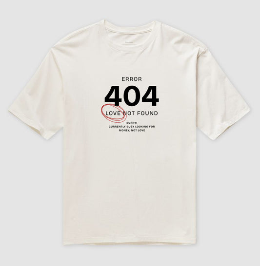 Camiseta oversized Error 404 - Love not found