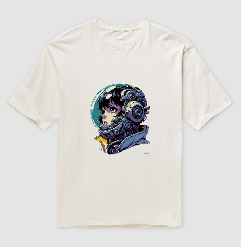 Camiseta oversized astronauta futurista